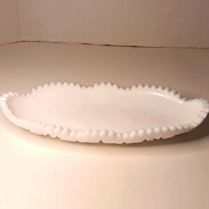 Vintage Milk Glass White Butter =,Serving Dish